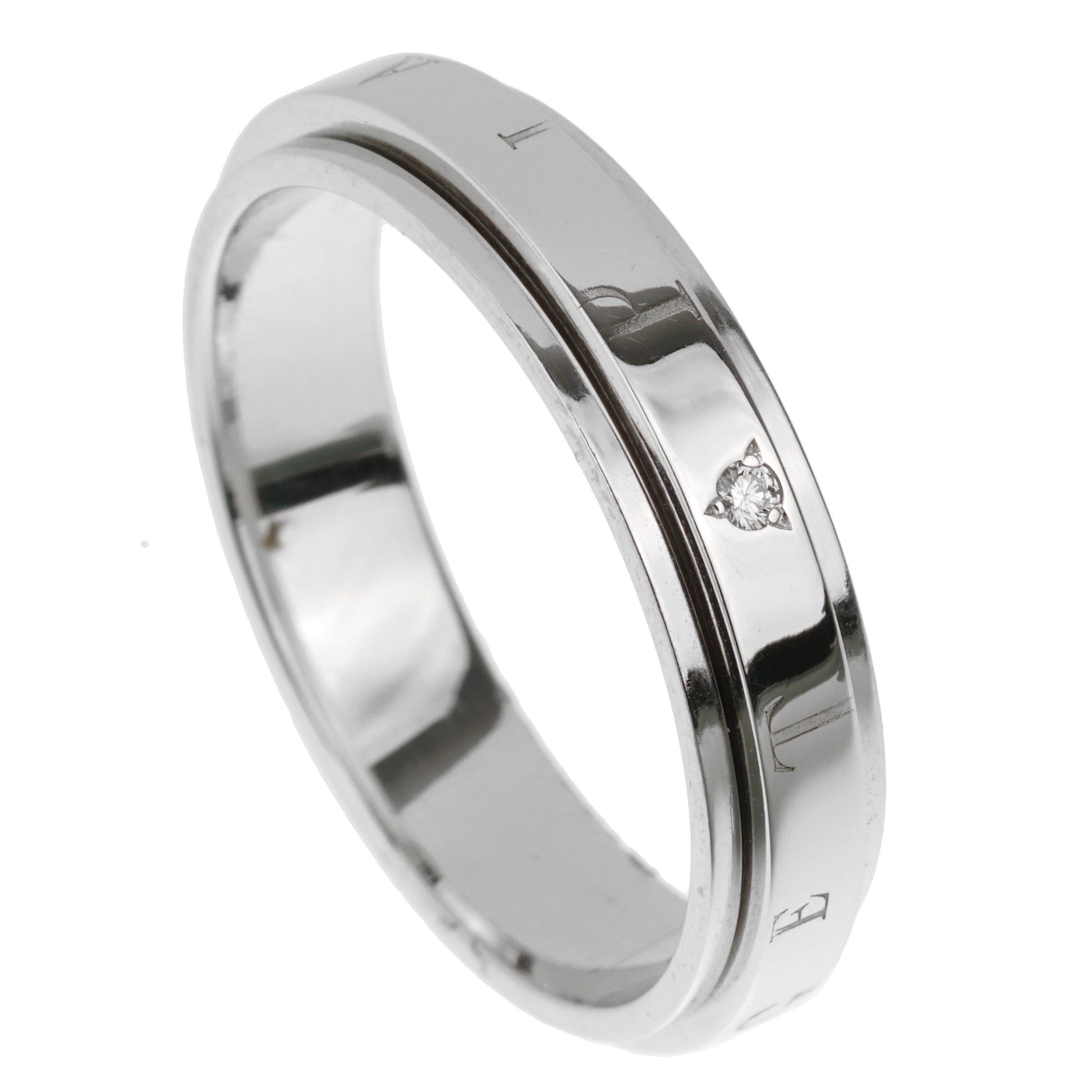 Piaget Possession Logo Diamond 18k White Gold Spinning Ring Sz 9