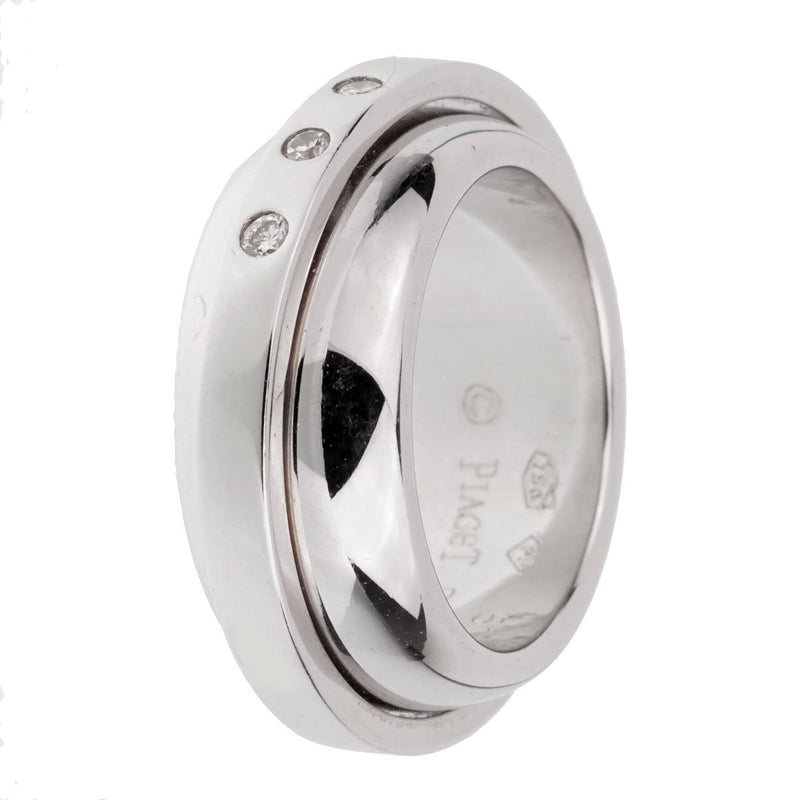 Piaget Possession White Gold 3 Diamond Band Ring Size 5 1/2 0001922