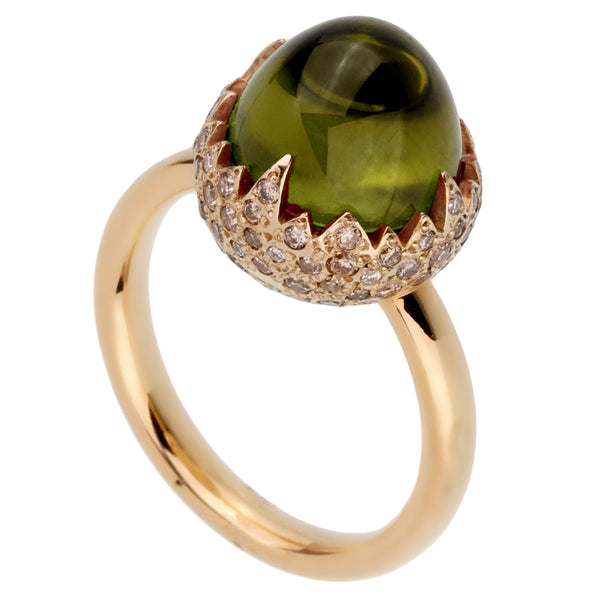 Pomallato 6 Carat Peridot Diamond Rose Gold Ring For Sale Opulent Jewelers