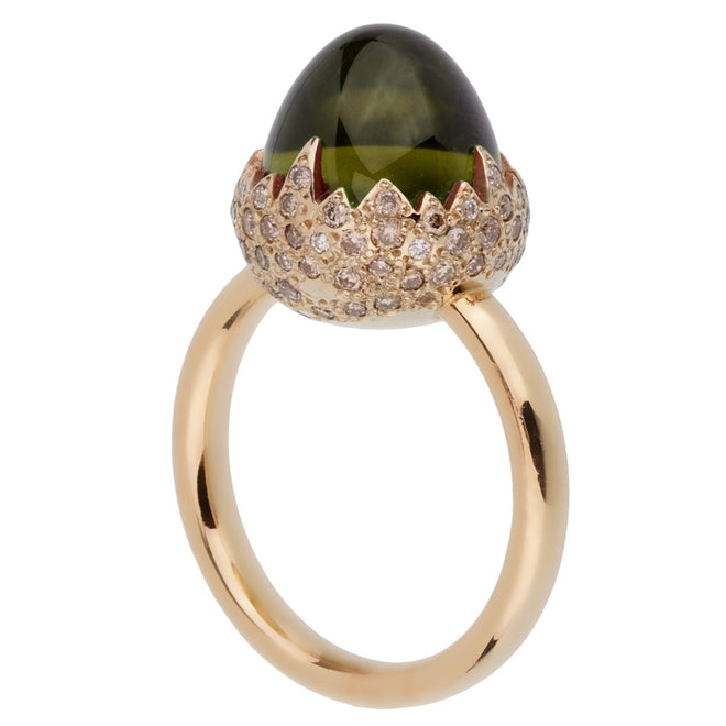 Pomallato 6 Carat Peridot Diamond Rose Gold Ring 0002816