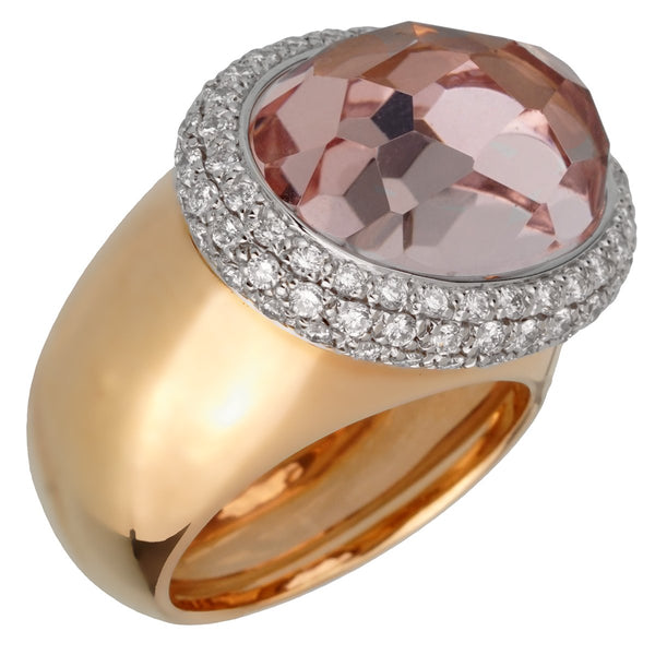 Pomellato 12.5 Carat Morganite Diamond Rose Cocktail Ring Sz 6.5 0002447