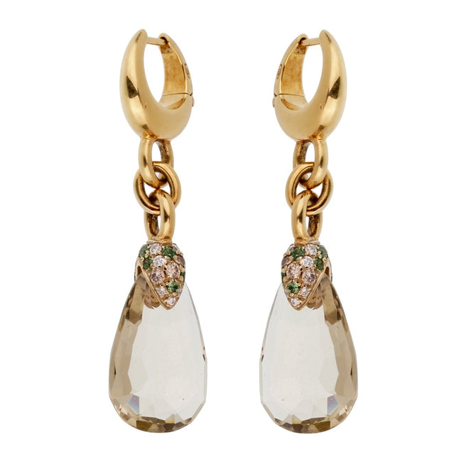 Pomellato 12 Carat Green Quartz Diamond Drop Earrings 0002195