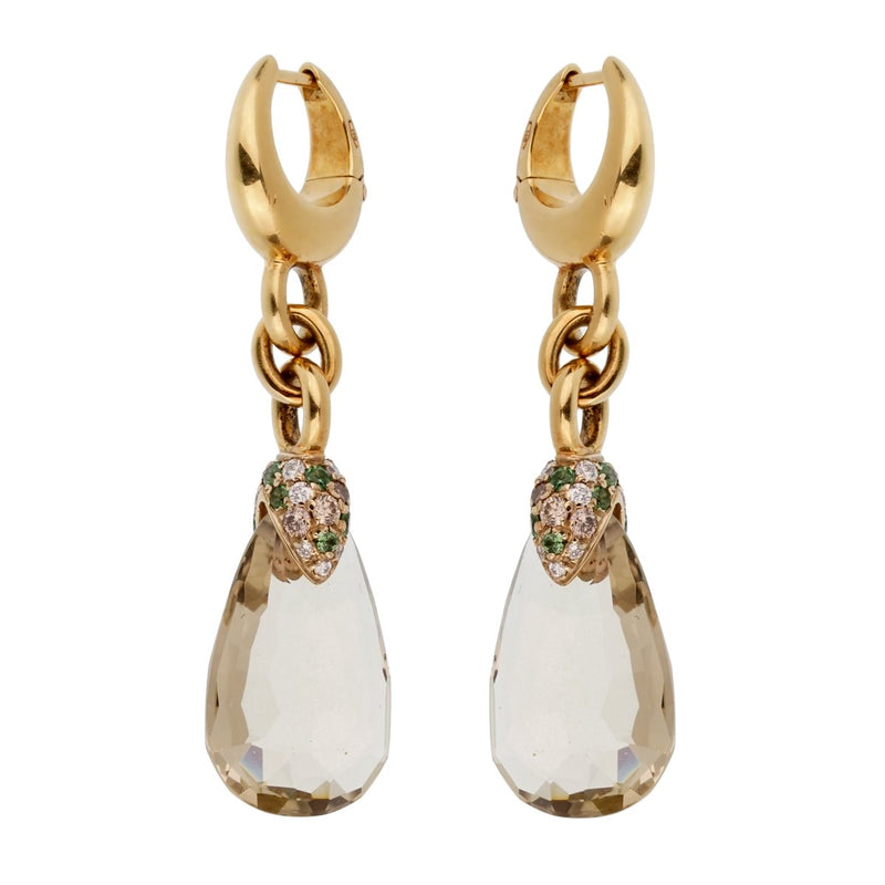 Pomellato 12 Carat Green Quartz Diamond Drop Earrings 0002195
