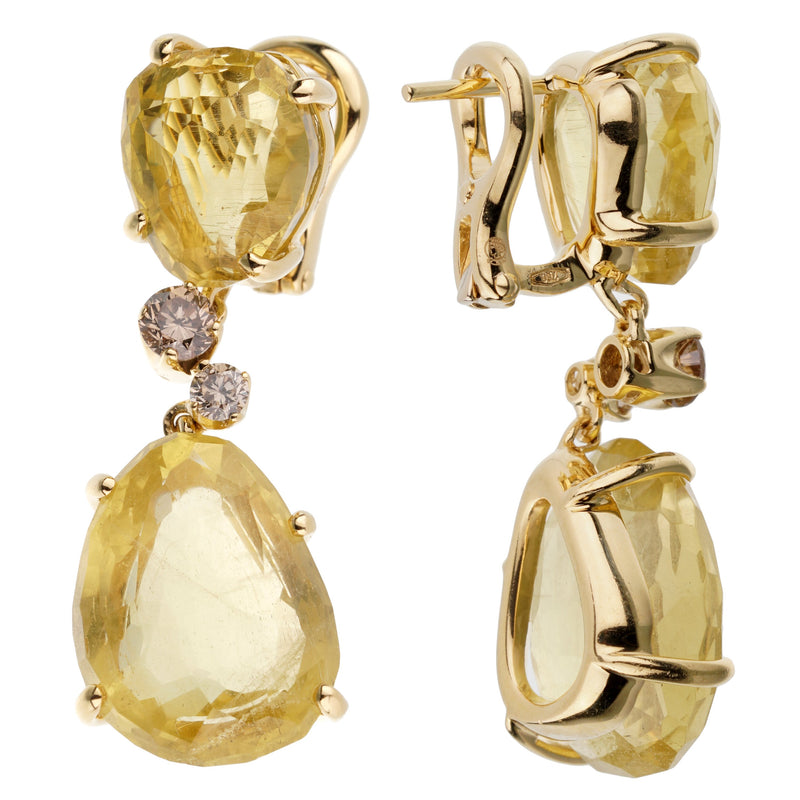 Trianon Carnelian Citrine Gold Half Hoop Earrings For Sale at 1stDibs