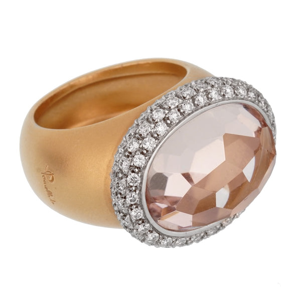 Pomellato 13 Carat Morganite Diamond Rose Cocktail Ring Sz 7 0002432