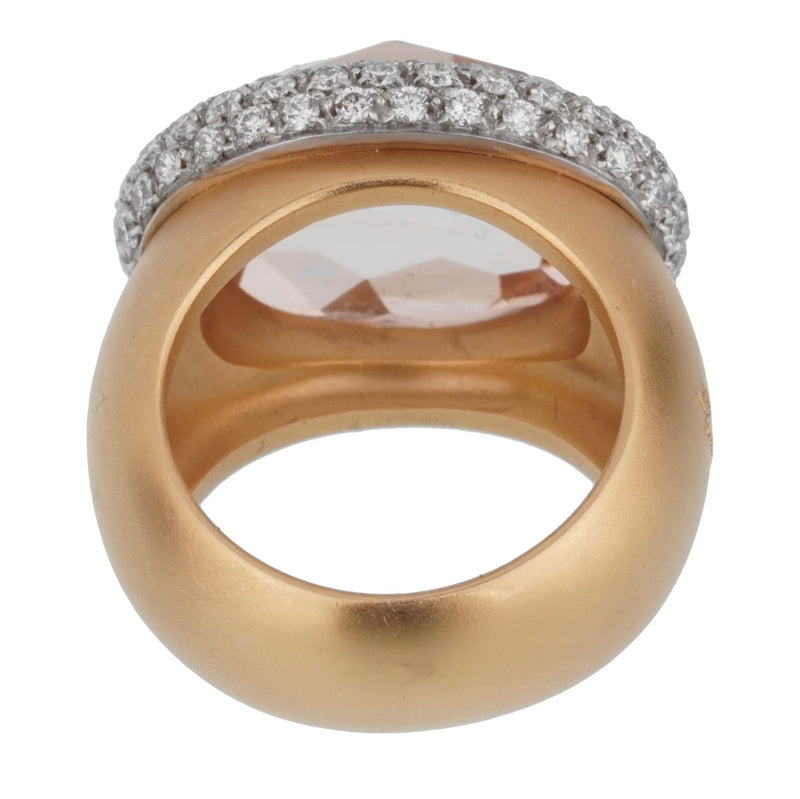 Pomellato 13 Carat Morganite Diamond Rose Cocktail Ring Sz 7 0002432