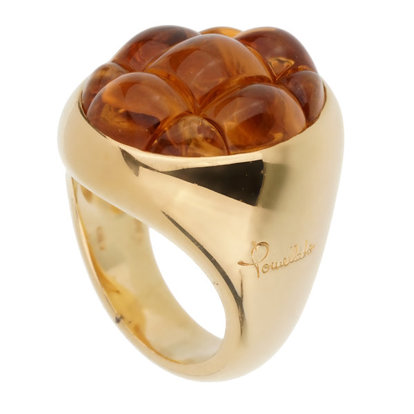 Pomellato 16 Carat Citrine Yellow Gold Cocktail Ring 0002329