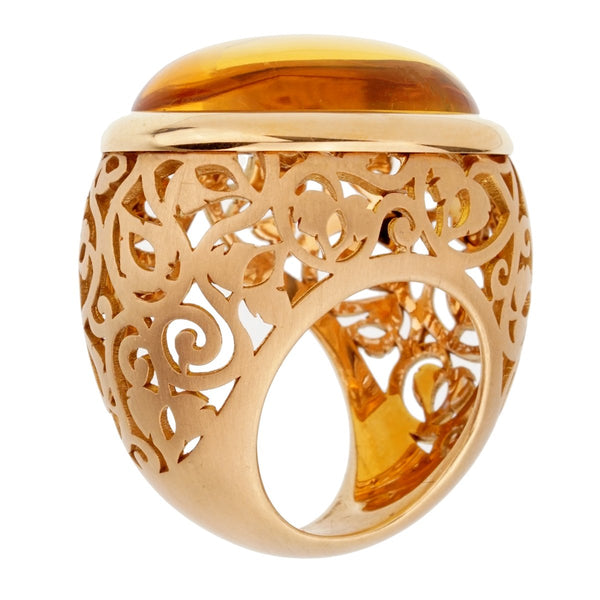 Pomellato 19.94 Carat Amber Rose Gold Cocktail Ring Sz 5 0002316