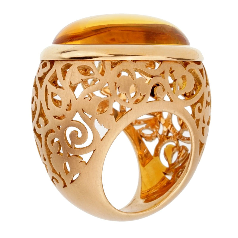 Pomellato 19.94 Carat Amber Rose Gold Cocktail Ring Sz 5 1/4