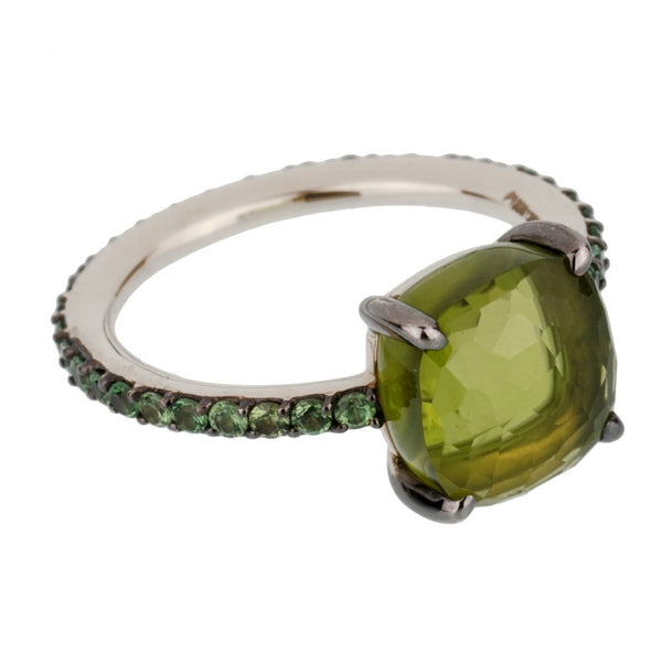 Pomellato 3.5 Carat Peridot Tsavorite Garnet White Gold Cocktail Ring 0002446