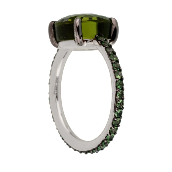 Pomellato 3.5 Carat Peridot Tsavorite Garnet White Gold Cocktail Ring 0002446