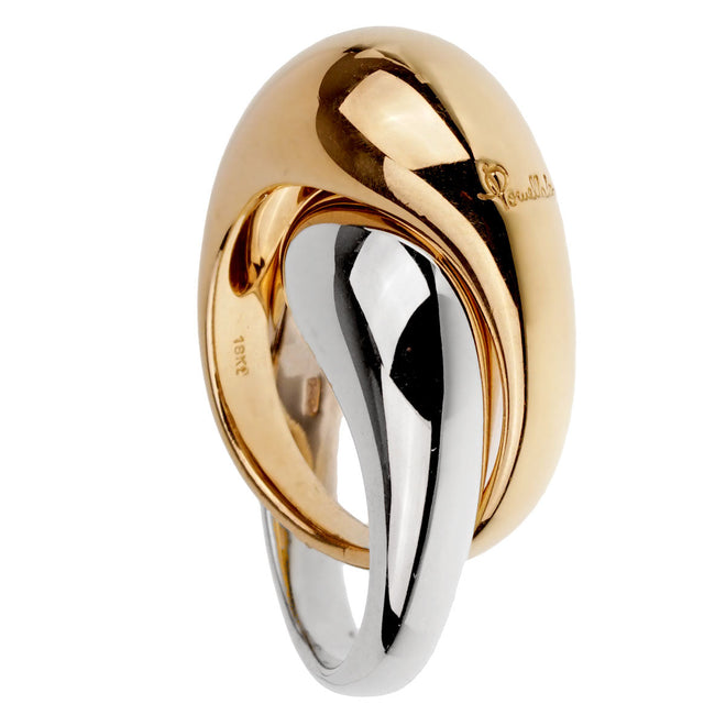 Pomellato Bombe White Yellow Gold Cocktail Ring Sz 5 1100sjahd