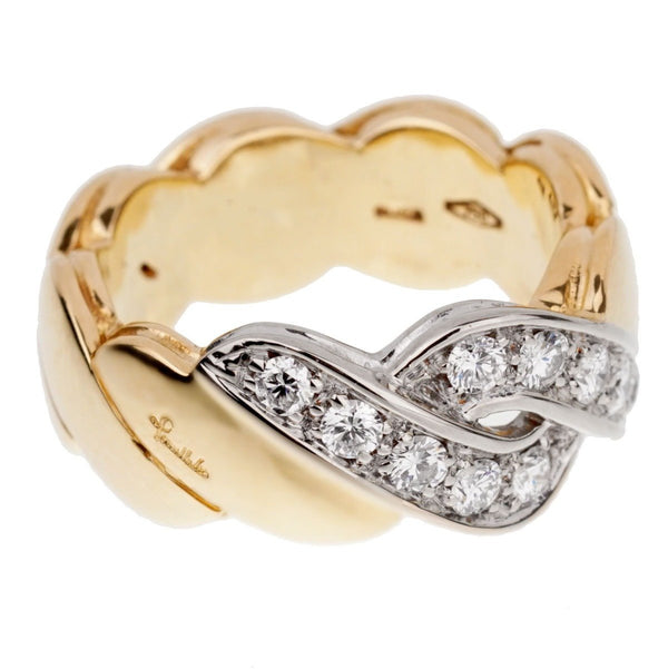 Pomellato Braided Diamond Yellow Gold Ring 0001897