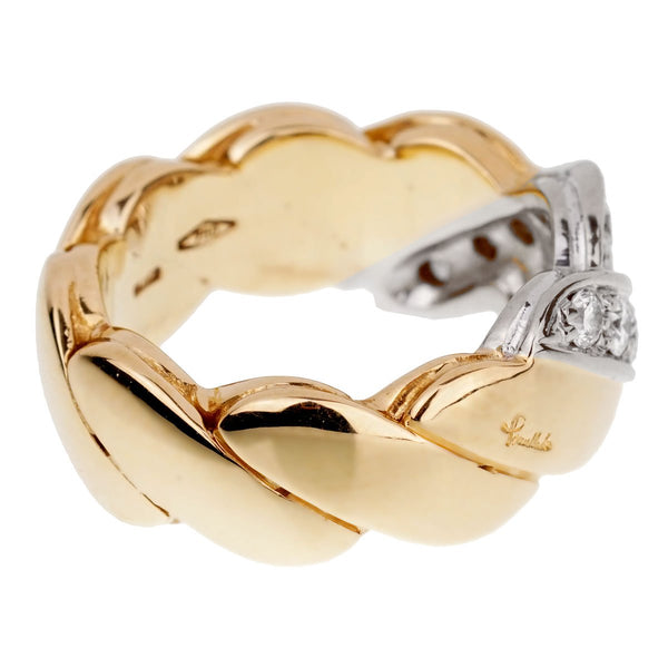 Pomellato Braided Diamond Yellow Gold Ring 0001897