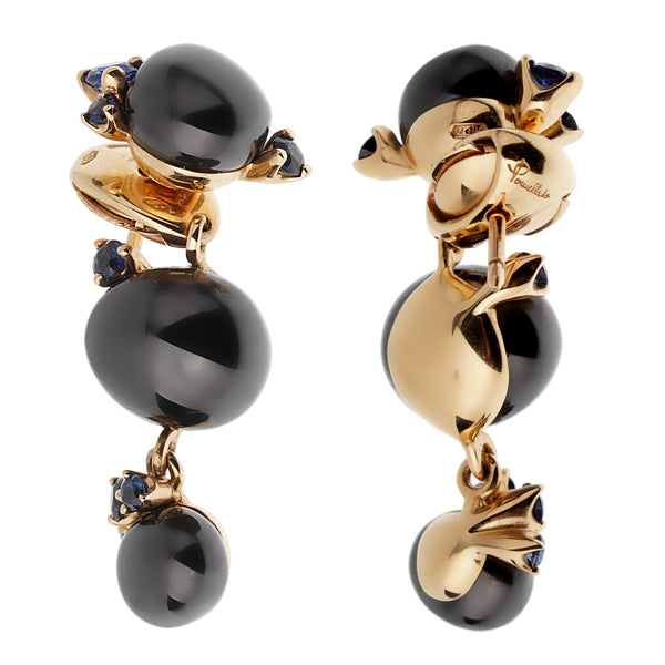 Pomellato Ceramic Sapphire Rose Gold Drop Earrings 0003128-29
