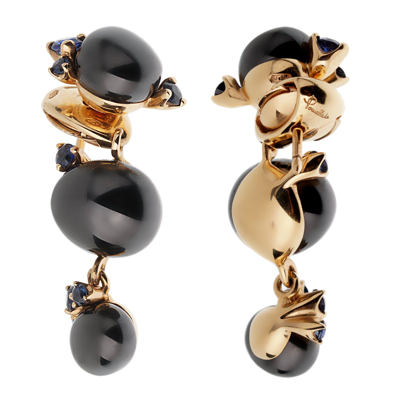 Pomellato Ceramic Sapphire Rose Gold Drop Earrings 0003128-29