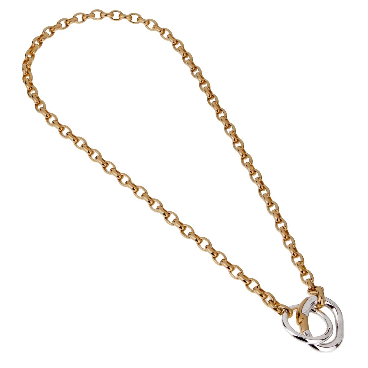 Pomellato chain link 18k white and yellow gold necklace