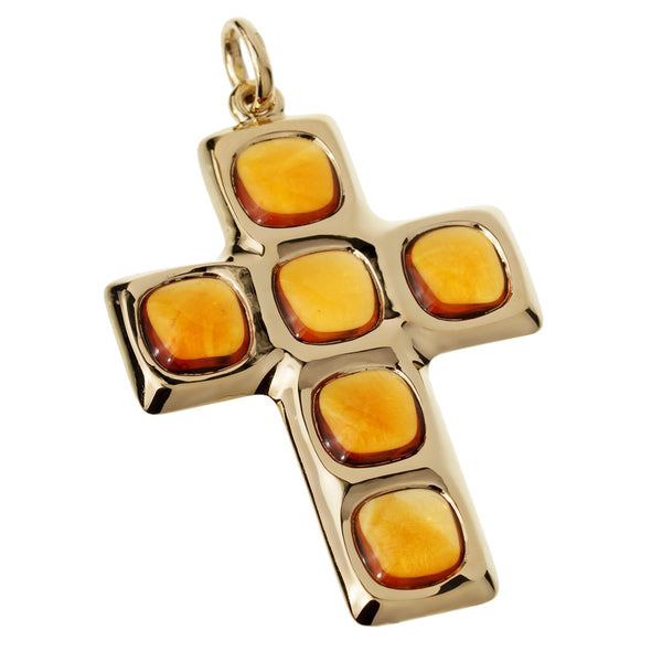 Pomellato Citrine 27ct Citrine Cross Yellow Gold Pendant 0002575