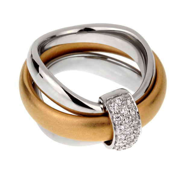 Pomellato Cocktail Rolling Diamond Gold Ring 0001770