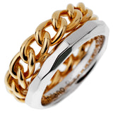 Pomellato Cuban Link Rose White Gold Double Band Ring Size 6 1/2 0003152