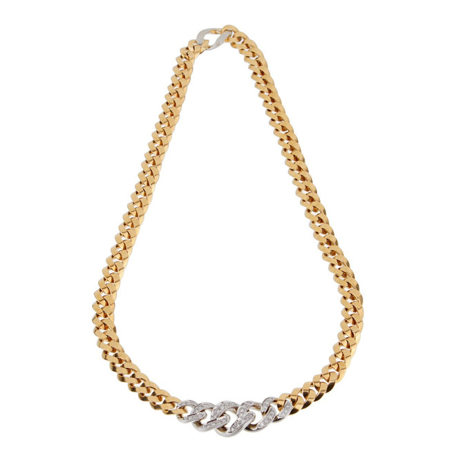 Pomellato Curb Link Diamond Gold Necklace 0001751
