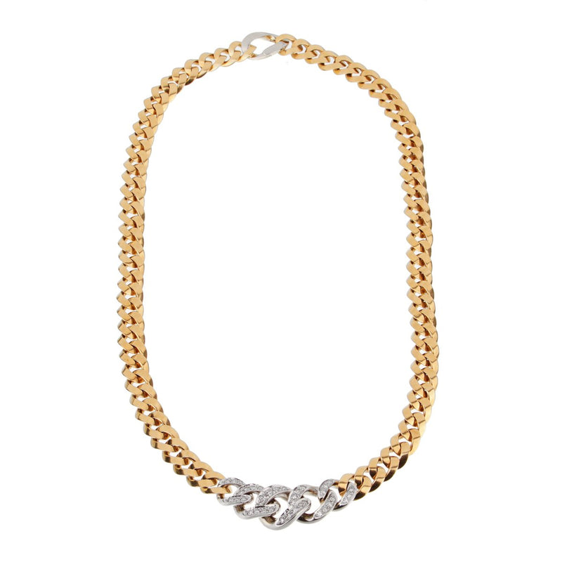 Pomellato Curb Link Diamond Gold Necklace 0001751