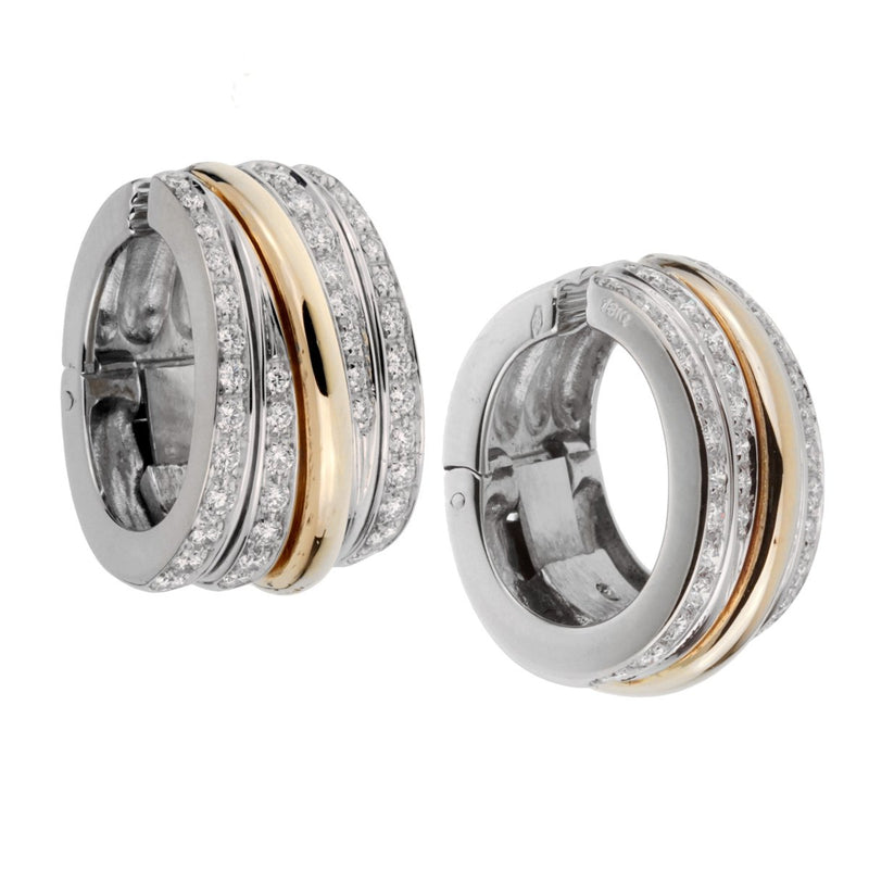 Pomellato Diamond Hoop 18k Two Tone Gold Earrings – Opulent