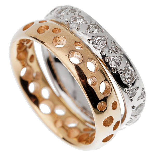 Pomellato Diamond Wave Bubble Rose Gold Band Ring Size 6 1/4 0003135`