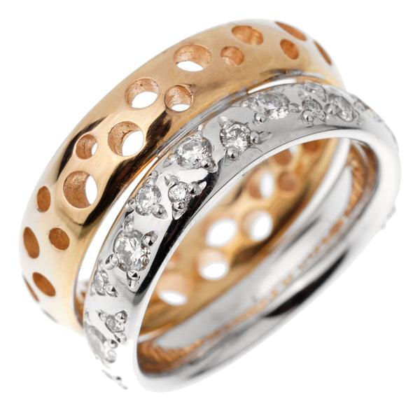 Pomellato Diamond Wave Bubble Rose Gold Band Ring Size 6 1/4 0003135`
