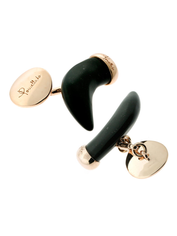 Pomellato Horn Rose Gold Jet Cufflinks 0000319