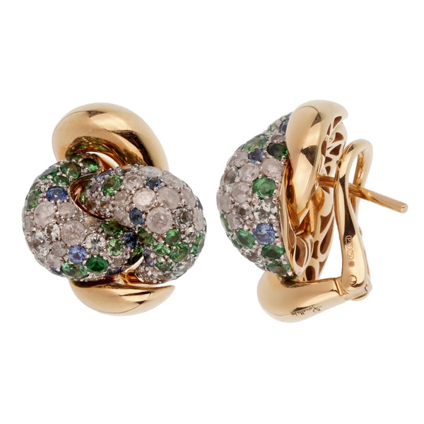 Pomellato Multi Color Sapphire Diamond Rose Gold Earrings 0002198