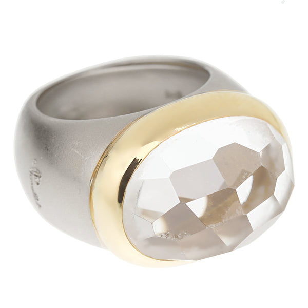 Pomellato Rock Crystal White Yellow Gold Cocktail Ring 0003300