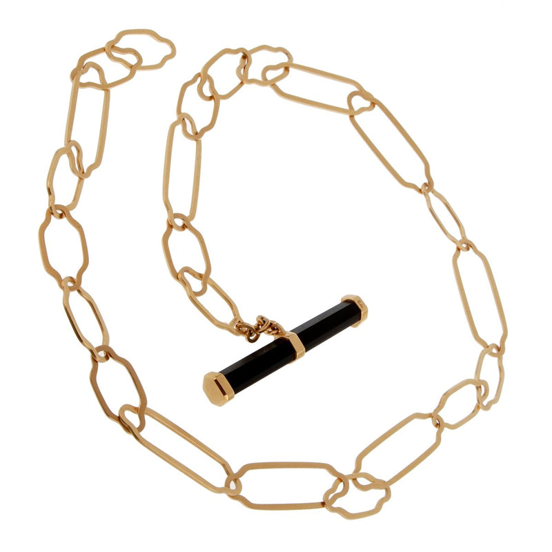 Pomellato Rose Gold 12 Carat Jet Chain Link Necklace 0002210