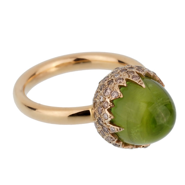 Pomellato Rose Gold 8 Carat Peridot Diamond Cocktail Ring 0002435