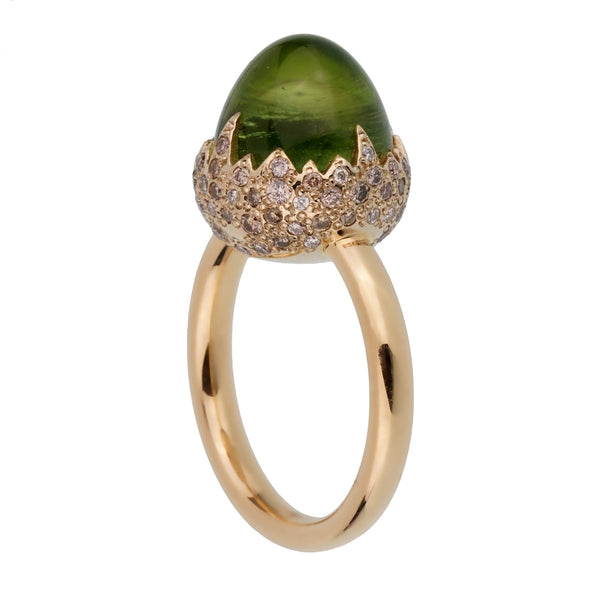 Pomellato Rose Gold 8 Carat Peridot Diamond Cocktail Ring 0002435