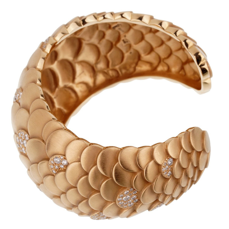 Pomellato Rose Gold Diamond Cuff Bangle Bracelet 0002185