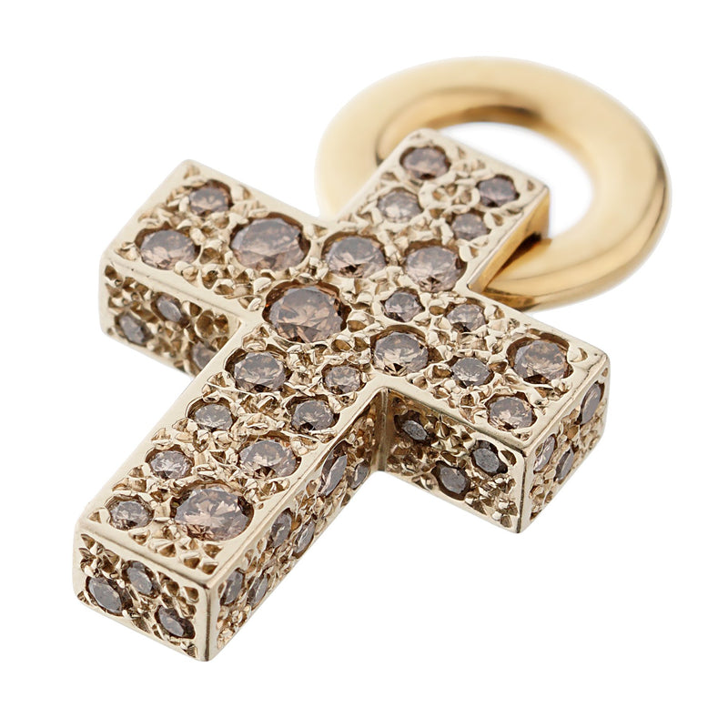 Pomellato Sabbia Fancy Diamond Yellow Gold Cross Pendant Necklace 0003102