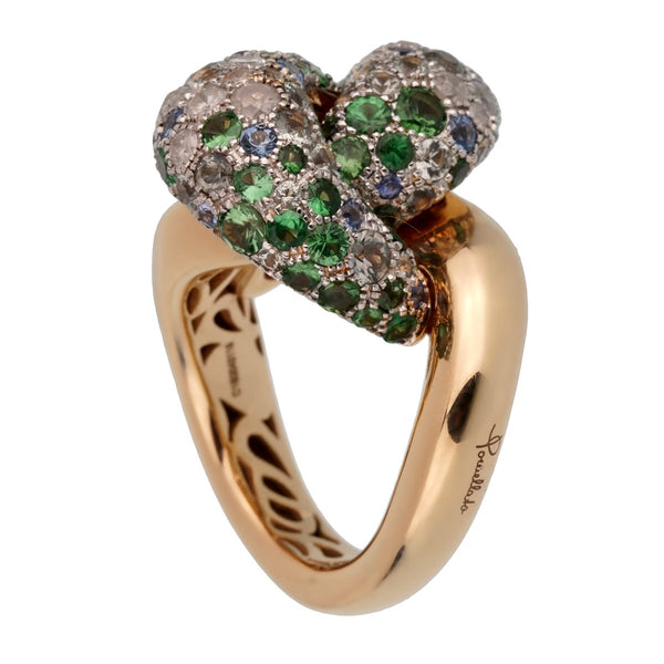 Pomellato Sapphire Diamond Rose Gold Cocktail Ring Sz 5 3/4 0002456