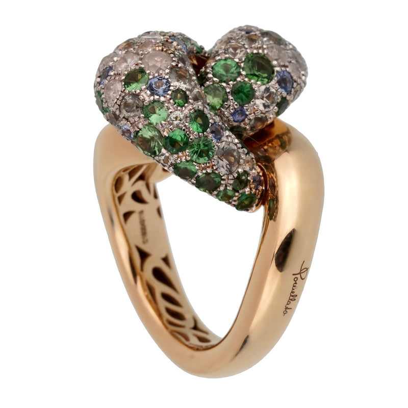 Pomellato Sapphire Diamond Rose Gold Cocktail Ring Sz 5 3/4 0002456