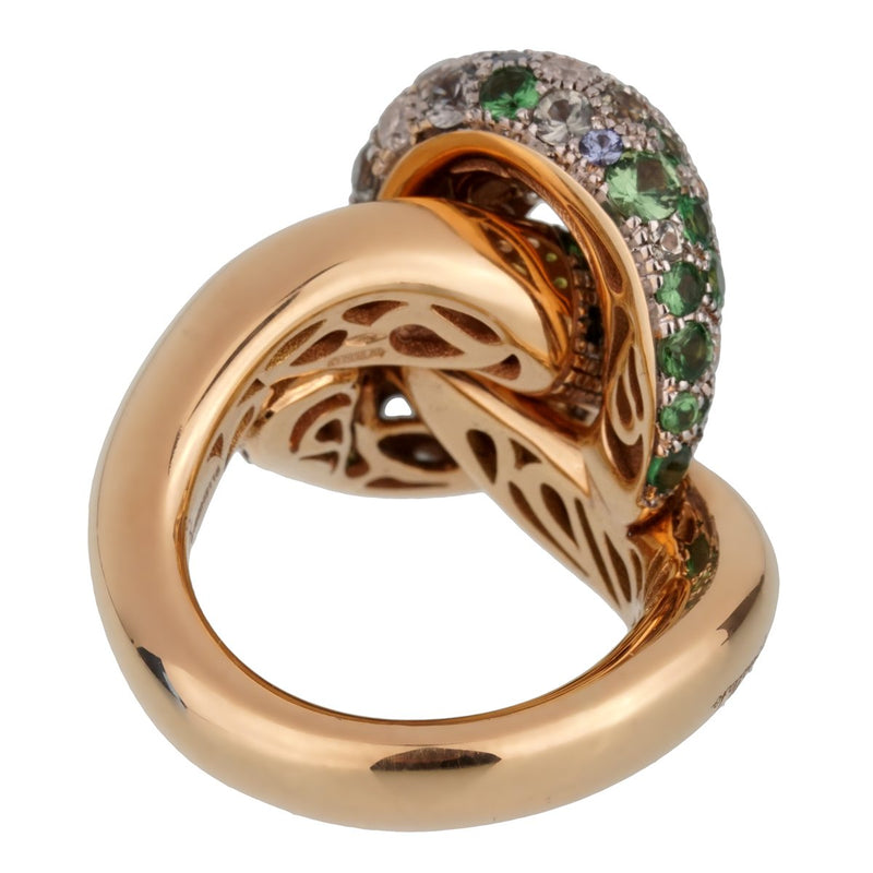 Pomellato Sapphire Diamond Rose Gold Cocktail Ring Sz 5 3/4 0002456