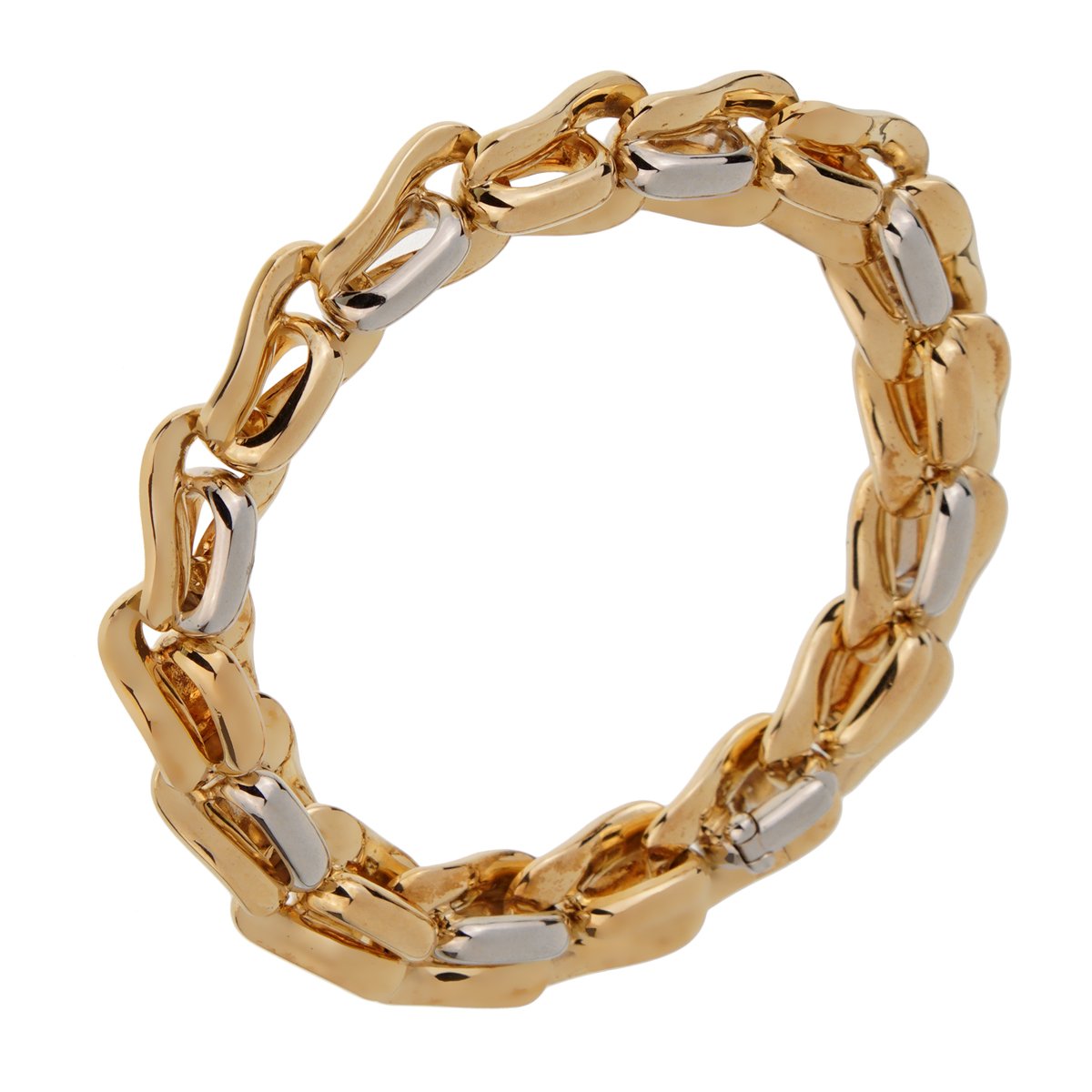 Pomellato yellow and white gold ladies chain link bracelet