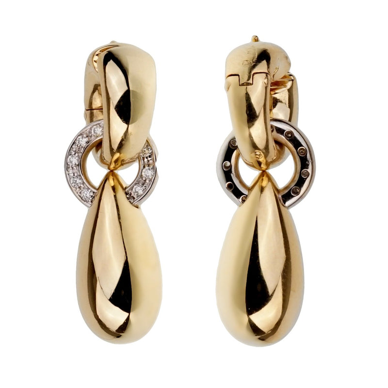 Pomellato Vintage Diamond Yellow Gold Drop Earrings 0001778