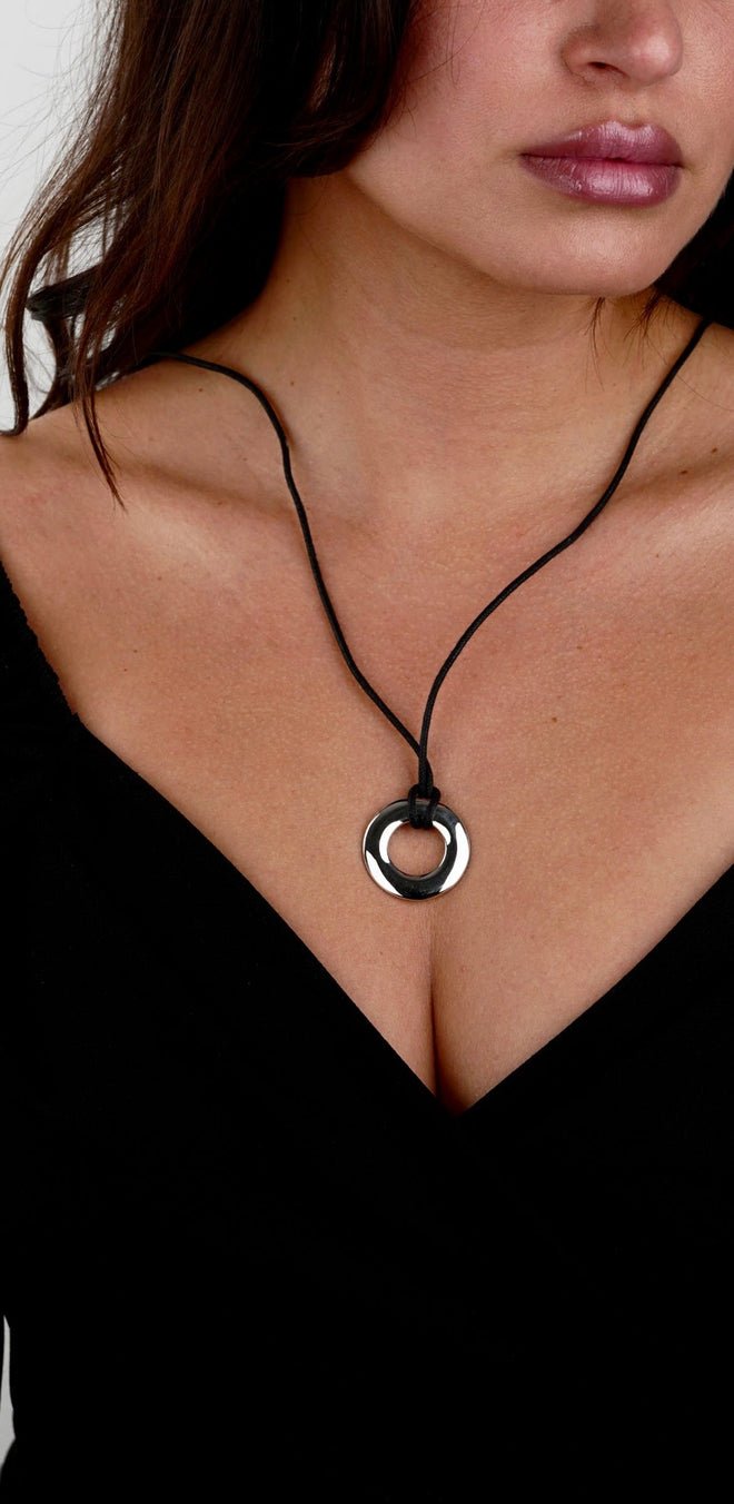 Pomellato White Gold Pendant Leather Necklace 0002231