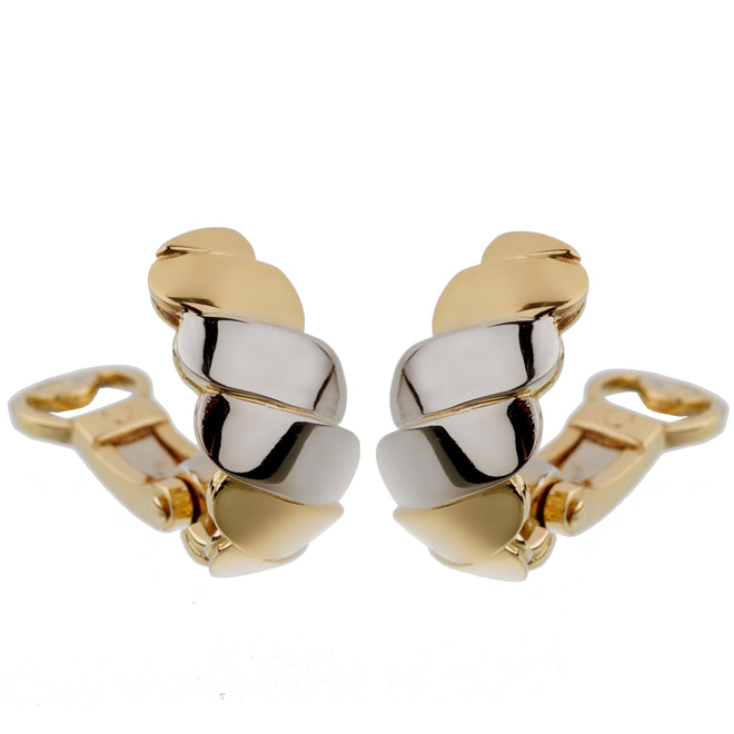 Pomellato White Yellow Wave Gold Clip On Earrings 0003042