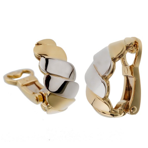Pomellato White Yellow Wave Gold Clip On Earrings 0003042