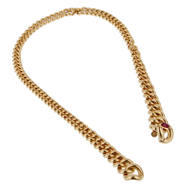 Pomellato Yellow Gold Ruby Chain Necklace 0002211