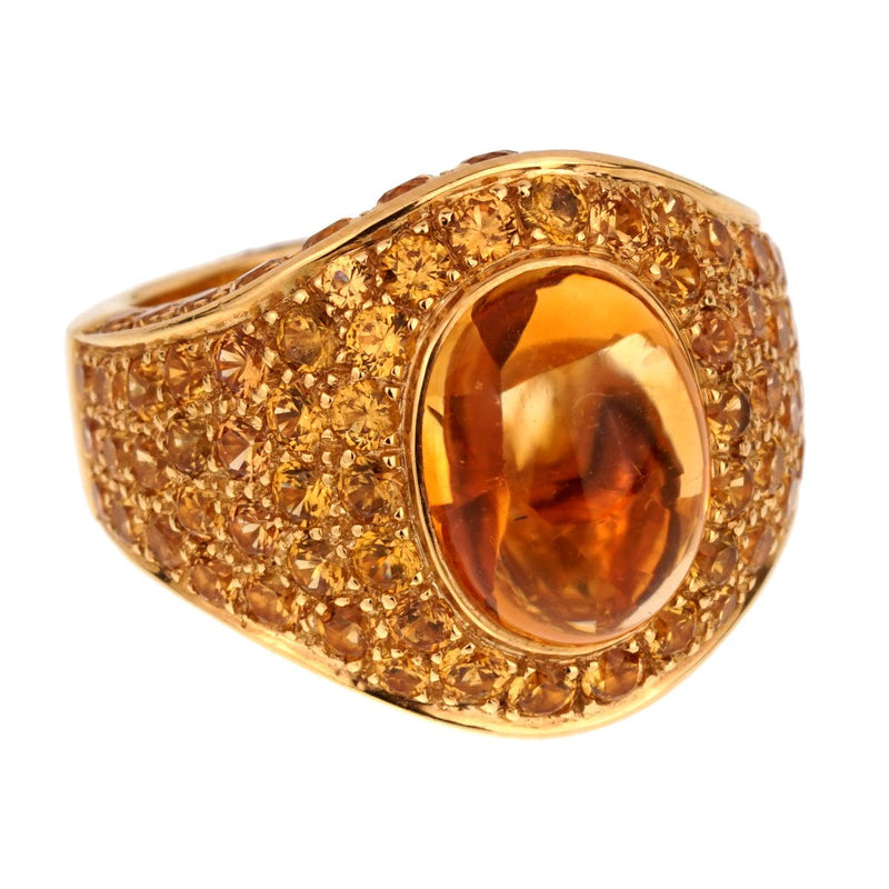 Roberto Coin Citrine Pave Cocktail Gold Ring Sz – Opulent