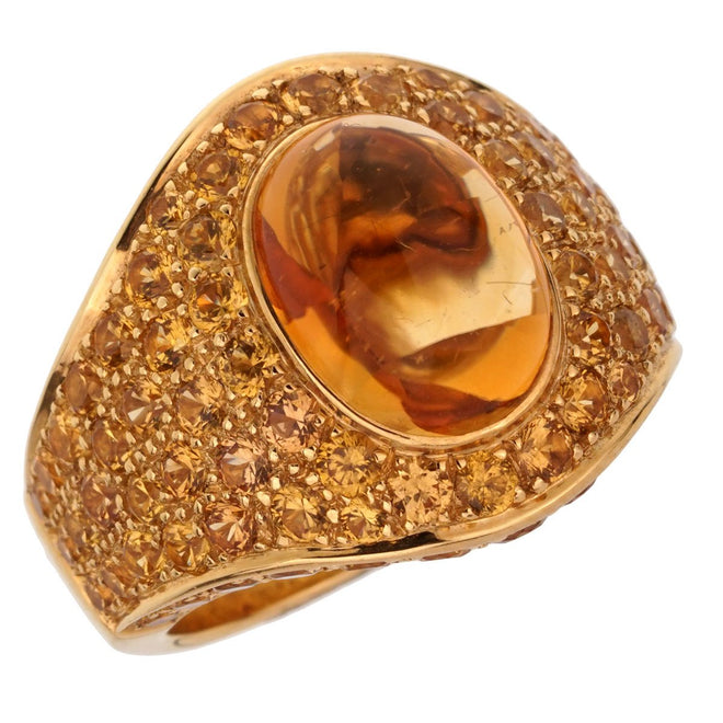 Roberto Coin 10.9ct Citrine Pave Cocktail Gold Ring 0001940