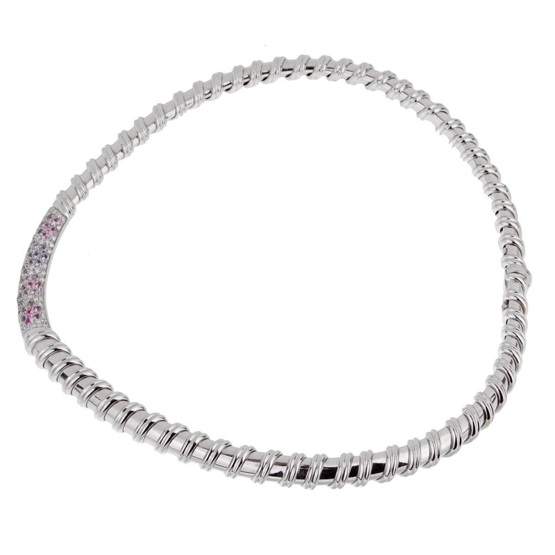 Roberto Coin Nabucco Diamond Pink & Blue Sapphire Necklace 0001960