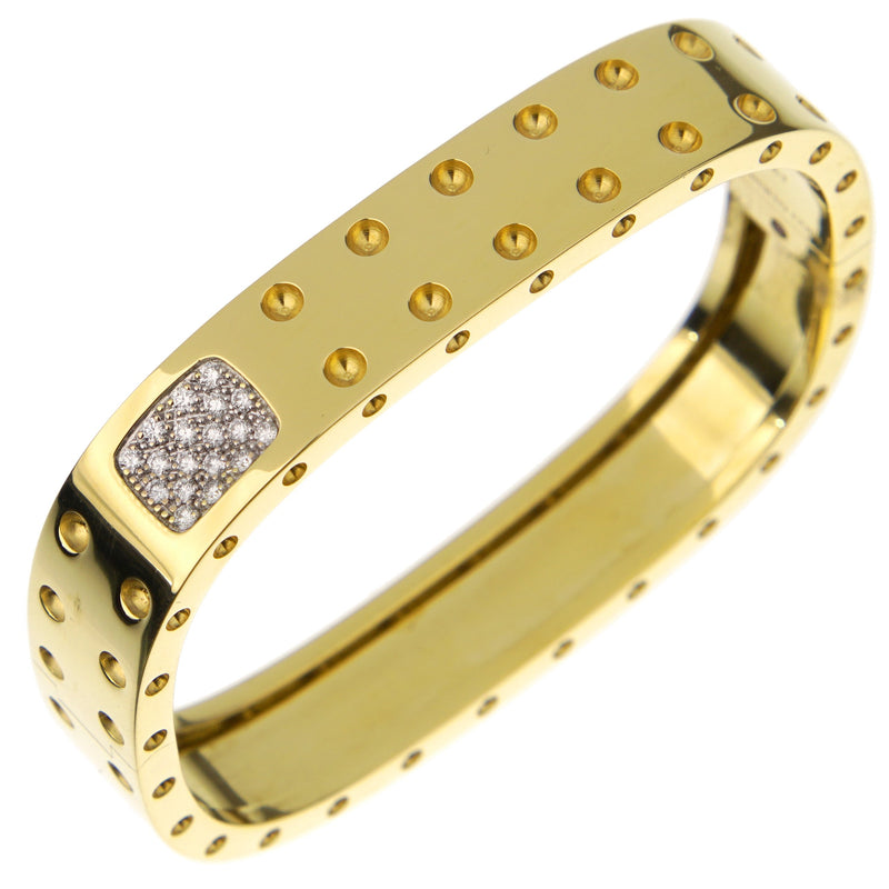 Roberto Coin Pois Moi Two-Row Diamond Yellow Gold Bangle Bracelet L28kB